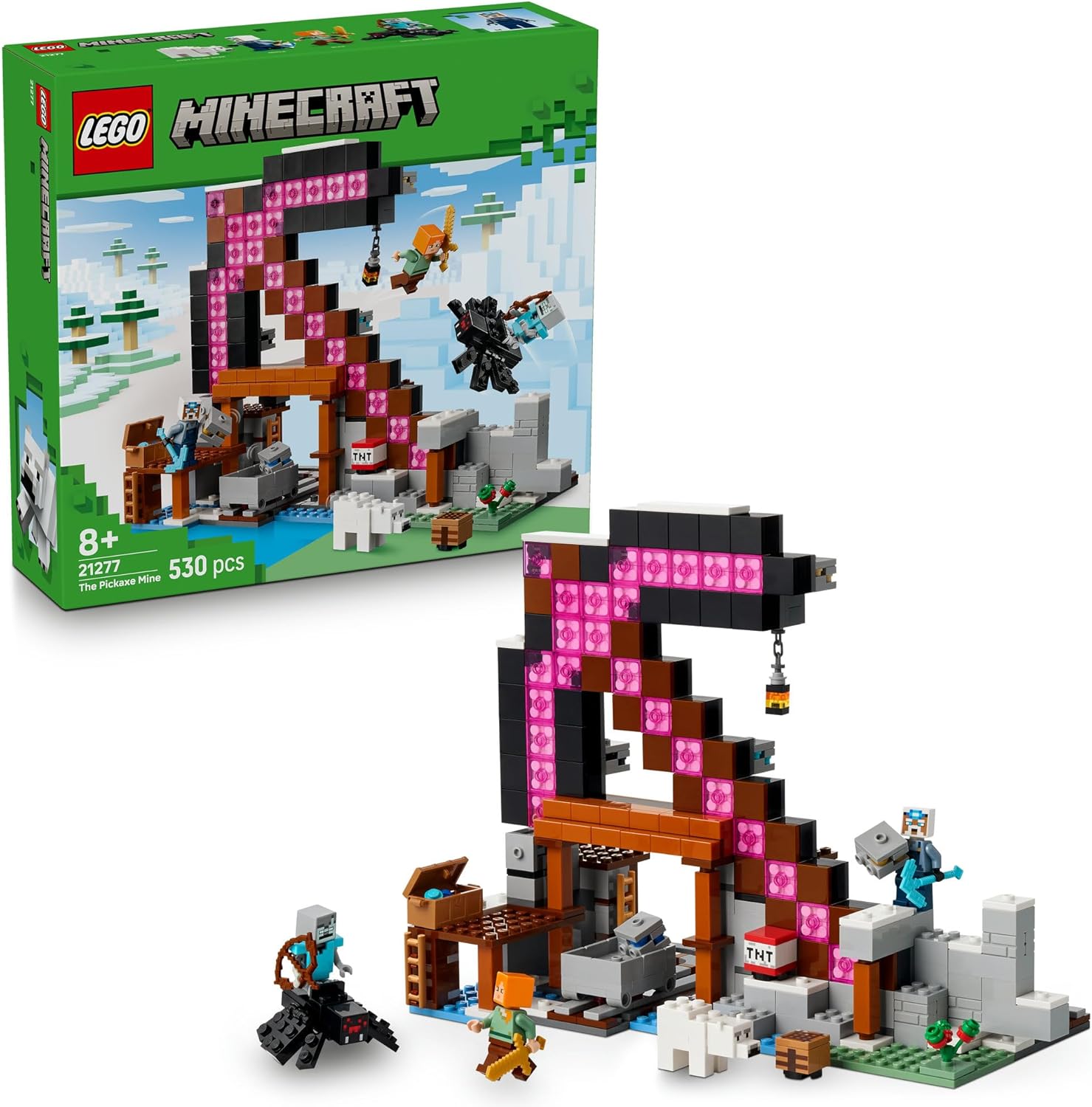 LEGO Minecraft Pickaxe Mine Toy Plaything Birthday Present Blocks Boys Girls Children 8 9 10 Years Old Elementary School Minecraft Minecraft Goods Game Battle Robot 21277