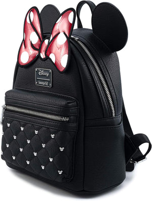 Loungefly Disney Minnie Mouse Bow - Bolso de hombro para mujer, de piel sintética, doble correa, cartera