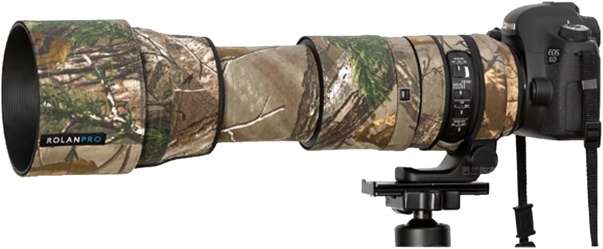 Rolanpro Lens Cover, Camouflage Coat for Telephoto Lens Compatible with SIGMA 150-600mm F5-6.3 DG OS HSM Contemporary (AF Version), Triple Layer Protection, M/AF Brown Jungle Camo, Modern