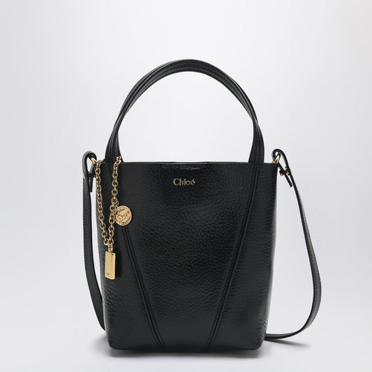 Chloe クロエスモールスピンブラックレザートートバッグ - Image 1