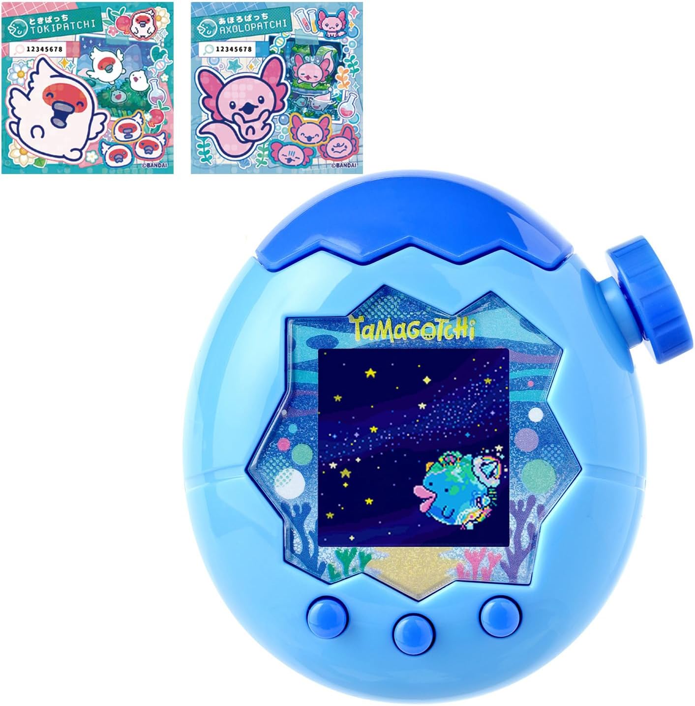 BANDAI Tamagotchi Paradise - Blue Water (Bonus: Exclusive "Tama Lab Sticker: Tokipacchi" & "Tama Lab Sticker: Ahoropacchi") Suitable for ages 6 and up Tamagotchi Paradise
