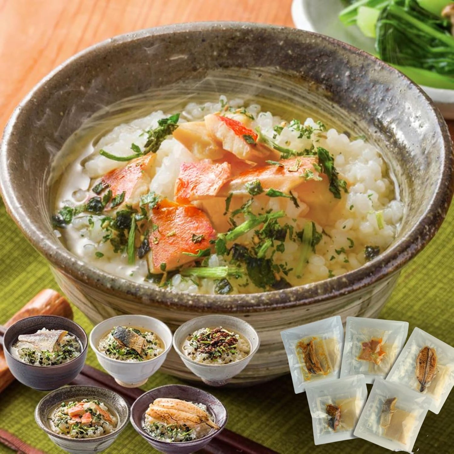 Luxury Dashi Chazukey Japanese-style Instant Food 5-Pack Set - Red Sea Bream, Golden Eye Bream, Chopped Eel, Mackerel, White Mackerel, Fugu - Special Dashi by Yanagiya Honten