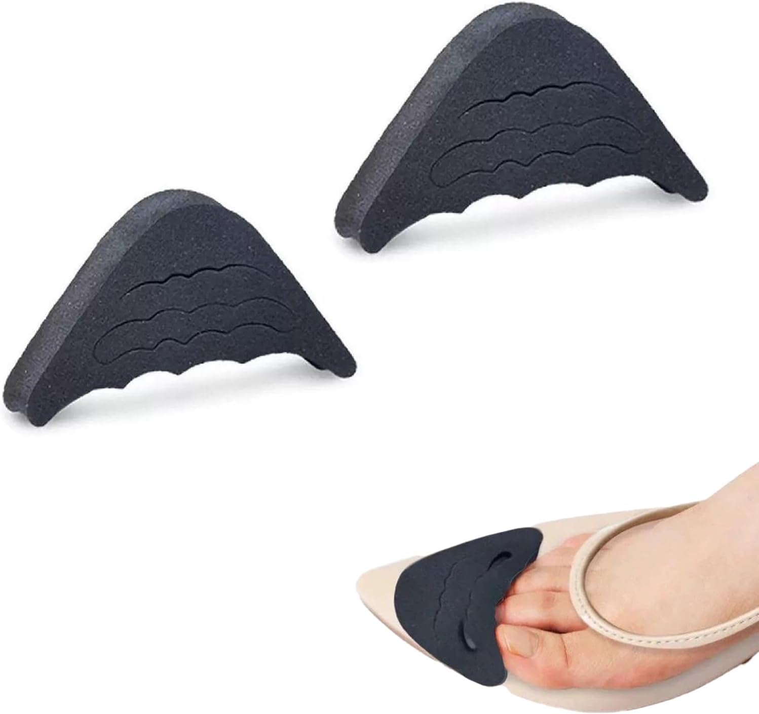 Shoe Size Adjustment Insoles Toe Adjustment Pad Pain Prevention Forefoot Pad Anti-Slip Soft Thickness (1 Double Black)