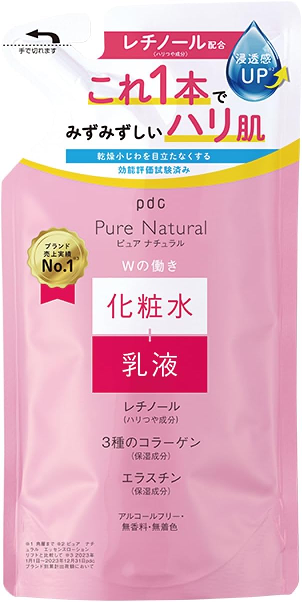 Pure Natural (ピュア ナチュラル) エッセンスローション リフト つめかえ 200mL 化粧液 高保湿 乾燥対策 化粧水 乳液 2in1 レチノール ヒアルロン酸 コラーゲン アミノ酸 ペプチド スキンケア
