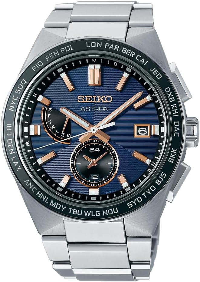 Seiko Astron NEXT 2nd Collection Wristwatch, Solar Radio Wave, silver/dark navy, Bracelet Type