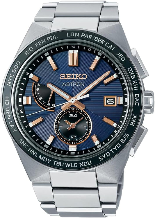 Seiko Astron NEXT 2nd Collection Wristwatch, Solar Radio Wave, silver/dark navy, Bracelet Type