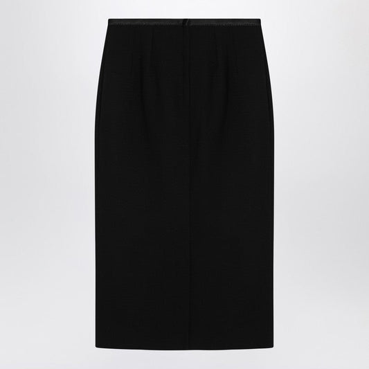 Dolce  Gabbana ウールクレープのドルチェ＆ガッバーナブラックペンシルスカート - Image 1