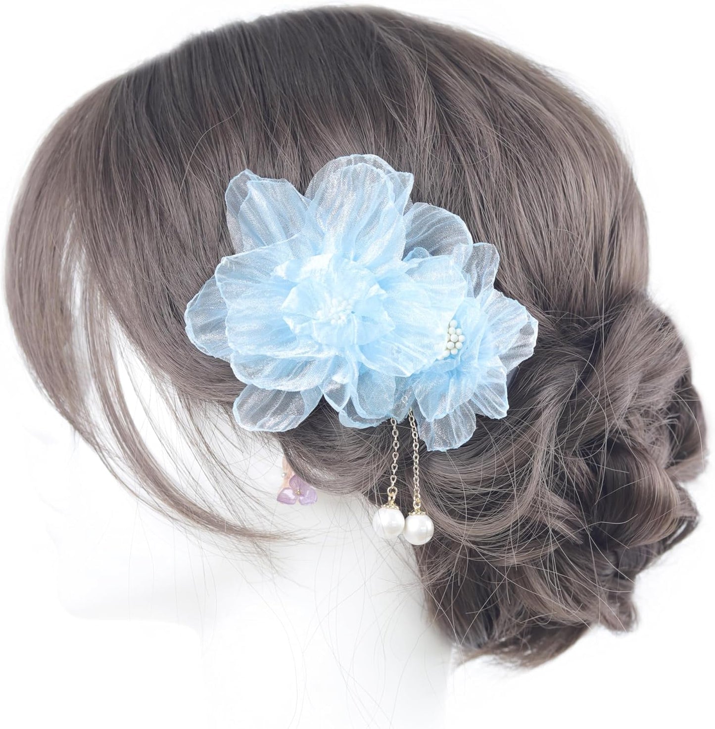 [NANA Handmade] Hair Ornament, Clip, Swaying Pearl Beads, Yukata, Kimono, Fireworks Display, Simple, Flower, Short, Hakama, Coming-of-Age Ceremony, Graduation Ceremony, Front Photography, Bride