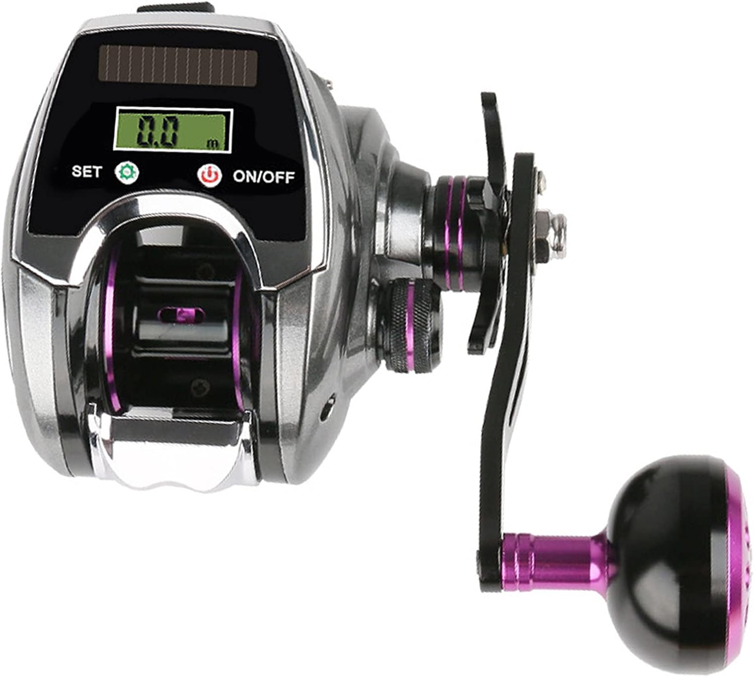 Bait Reel, 6+1BB 8.0:1 Ratio Digital Display Baitcasting Reel with Solar Charging System High Speed Fishing Reel with Line Counter