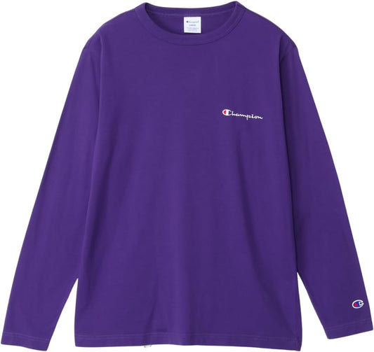 [Champion] ロングTシャツ 長袖 丸首 綿100% 刺繍 スクリプトロゴ ロングスリーブTシャツ ベーシック C8-W420Z メンズ