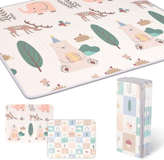 Artake Baby Play Mat, Easy to Store, Joint Mat, Thick, Foldable, Waterproof, Soundproof Mat, Baby Mat, Nap Mat, Forest Spirit, 79 x 71 x 0.8 inches (200 x 180 x 2 cm)