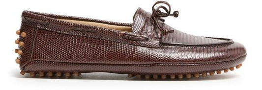 LE MONDE BERYL Driver calf snake effect leather moccasins - Image 1