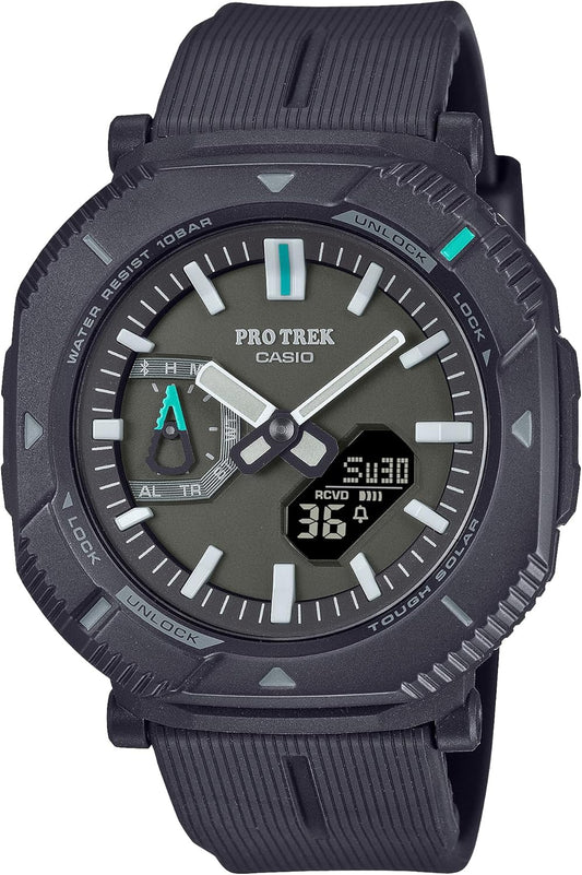 Casio PRJ-B001 Pro Trek Wristwatch, Hiker Line Bluetooth Included, Tough Solar Biomass Plastic, charcoal gray