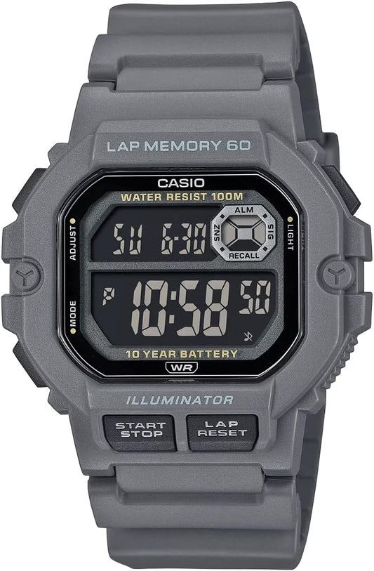 Casio Sports Gear Digital Men's Wristwatch, 60 Lap Memory Function, WS-1400H Series, Overseas Model, Grey WS-1400H-8BV
