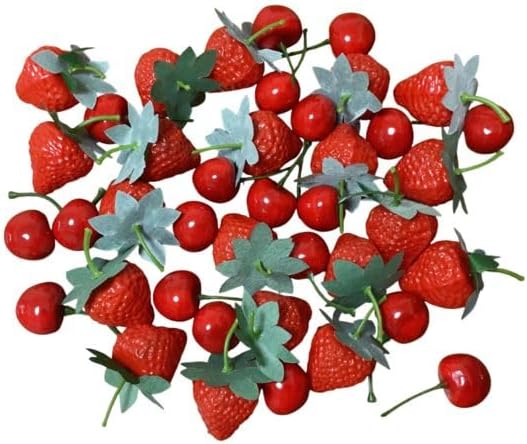 Cute Food Samples (Strawberries, Cherries), Food Models, Stores, Cakes, Fruits, Displays, DIY Displays, 20 Strawberries, 20 Cherries, Total of 40 Pieces