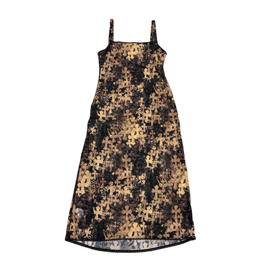 CHROME HEARTS 'CROSS PRINT' WOMENS MESH DRESS