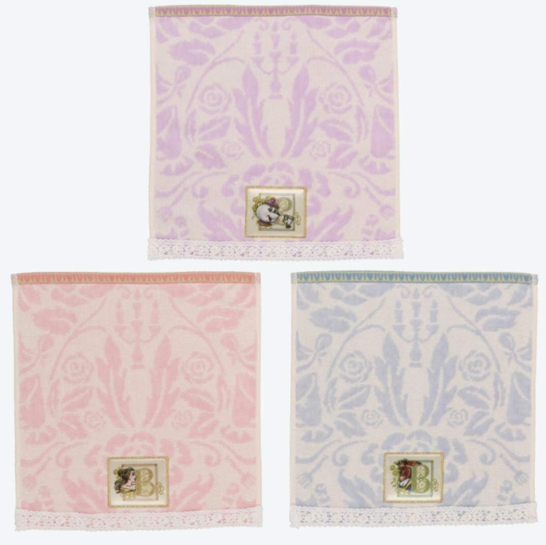 TokyoDisneyResort Beauty and the Beast Mini Towels, Set of 3, Belle, Mrs. Pot & Chip, Tokyo Disney Resort Exclusive New Fantasyland Hand Towels