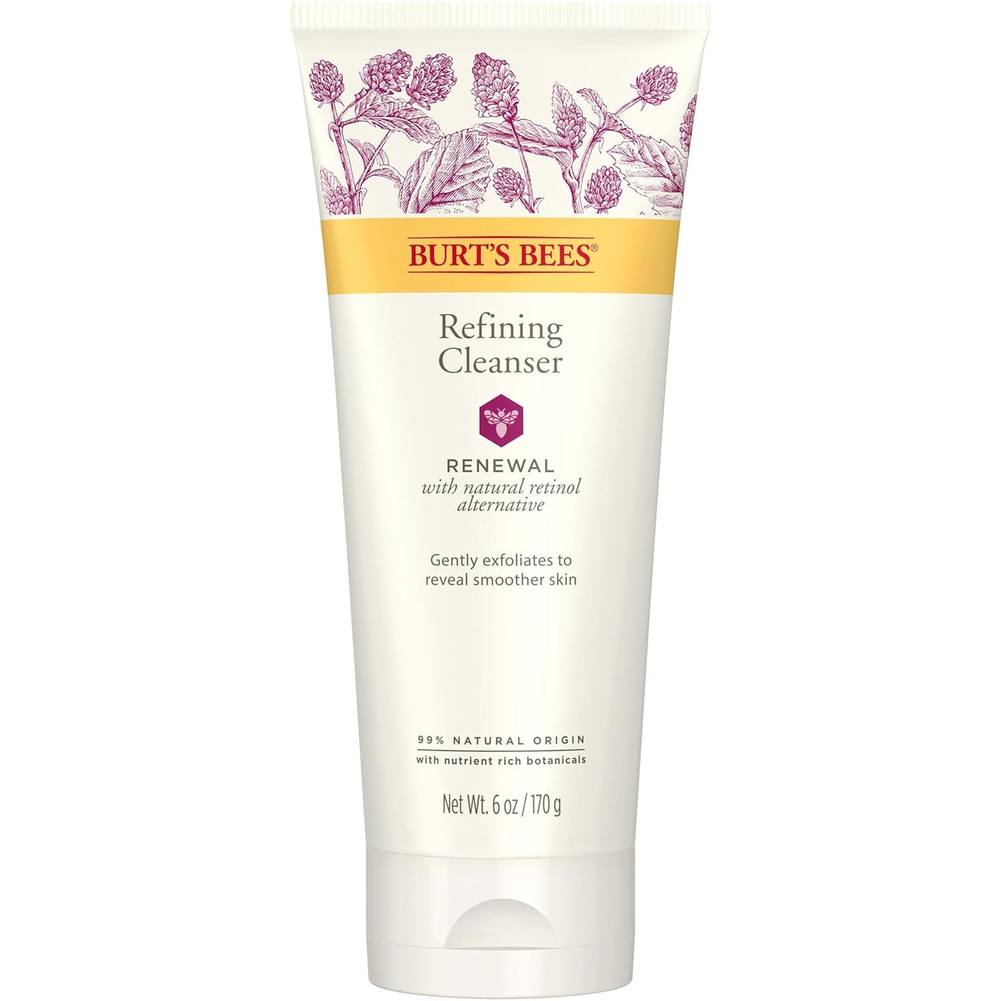 Burt's Bees Limpiador refinador renovador con alternativa de retinol natural Bakuchiol, 6 onzas (el paquete puede variar)