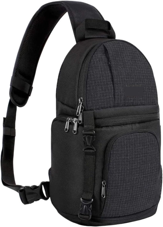 HCBCPVLAA(売店) カメラスリングバッグ デジタル一眼レフ/一眼レフ/ミラーレスケース 写真カメラバックパック 三脚ホルダー付き キヤノンにフィット ニコンにフィット ソニーにフィット Fit For 富士にフィット(Black)