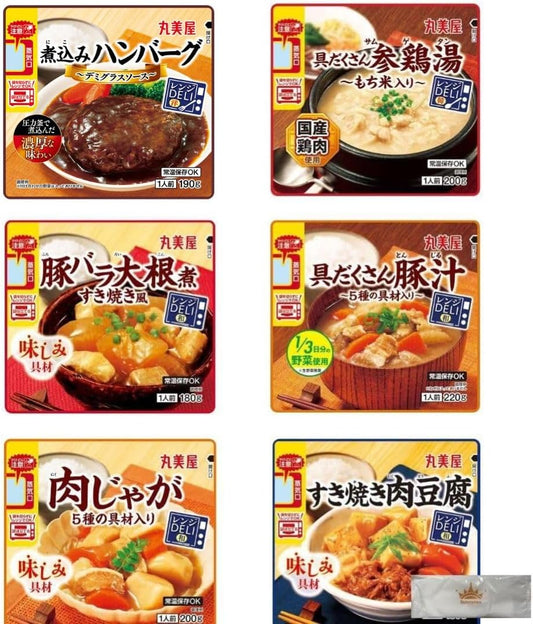 Retort Side Dishes, Marubiya, Range Deli, 6 Types, 1 Bag Each, Retort Food, Side Dishes, Storage at Room Temperature, Microwave Safe Bag, Storage Food, Disaster Preparedness