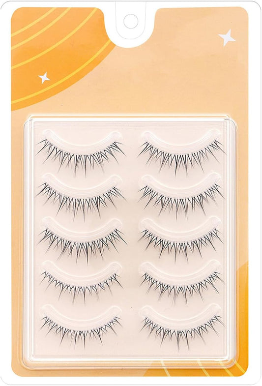 False Eyelashes, Natural, 5 Pairs, Top Eyelashes, Popular, Handmade, Natural, Thin Makeup, Everyday Makeup, Ultra Lightweight, Soft, Reusable (Lash No. 3)