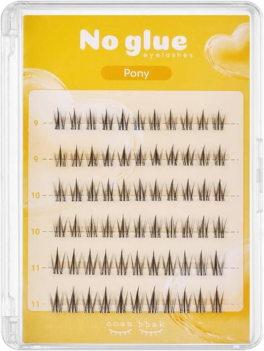 CCAM BBAK NONGLUE Lashes Self Adhesive Cluster 3 Styles (Sherbet, Rose, Pony) Natural Finish Press-On Individual Eyelashes (Pony Pretty Impression)