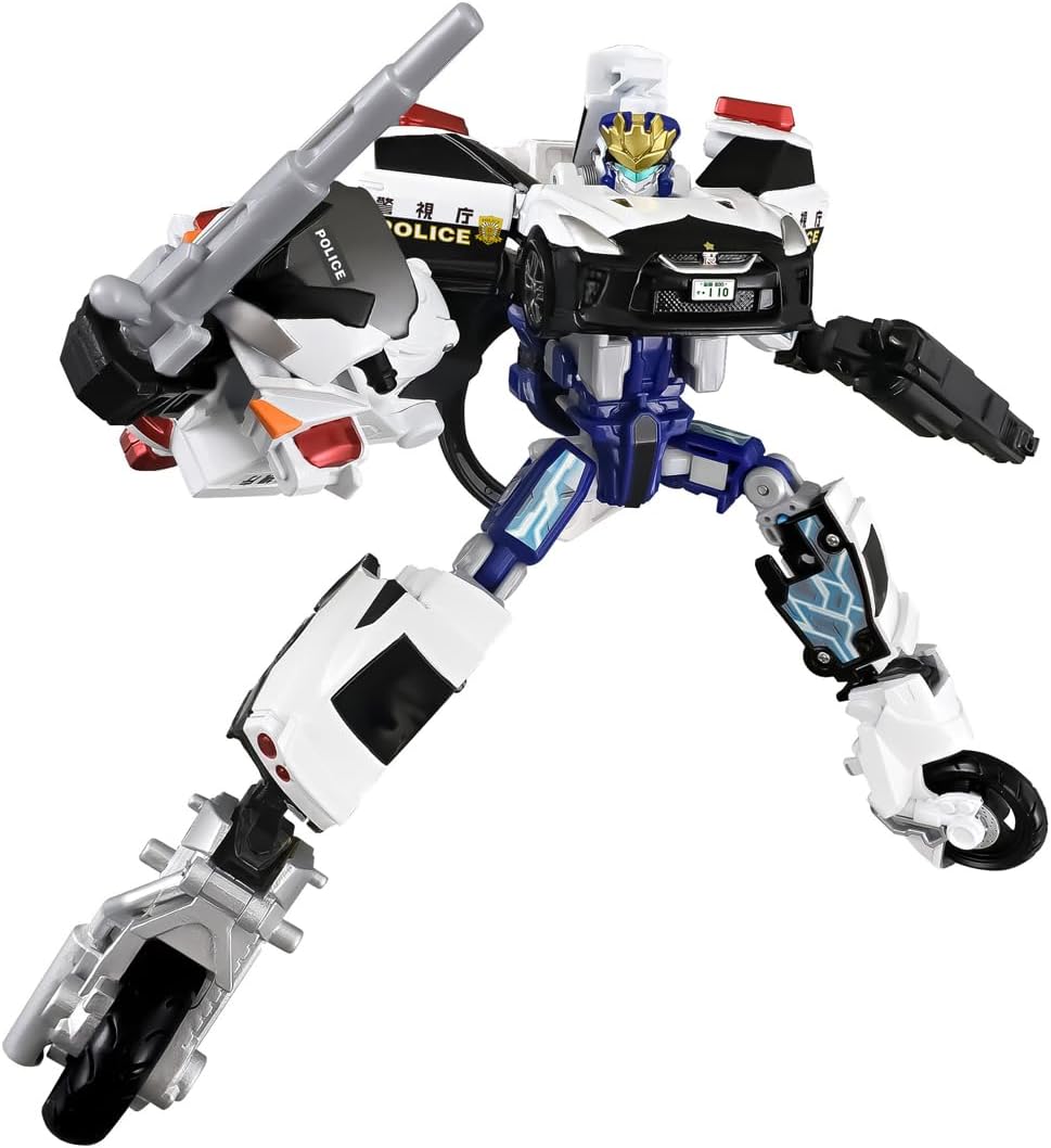 Takara Tomy Tomica Jobleiber TJBDX United Police Braver Combination Set Patrol Car & Motorcycle, Mini Car Toy, Ages 3 and Up
