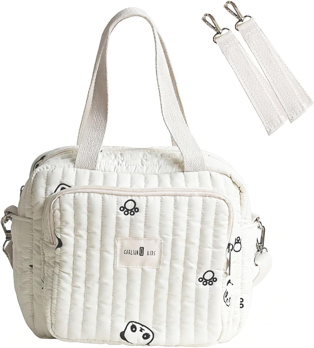 Diaper Pouch, Diaper Bag, Mom Bag, Stroller Belt Included, 7 Pockets, Shoulder Strap, 100% Cotton, 3-Way, Washable, Hospital Admission, Baby Bag, Large Capacity, Baby Gift, Diaper Case, Casual