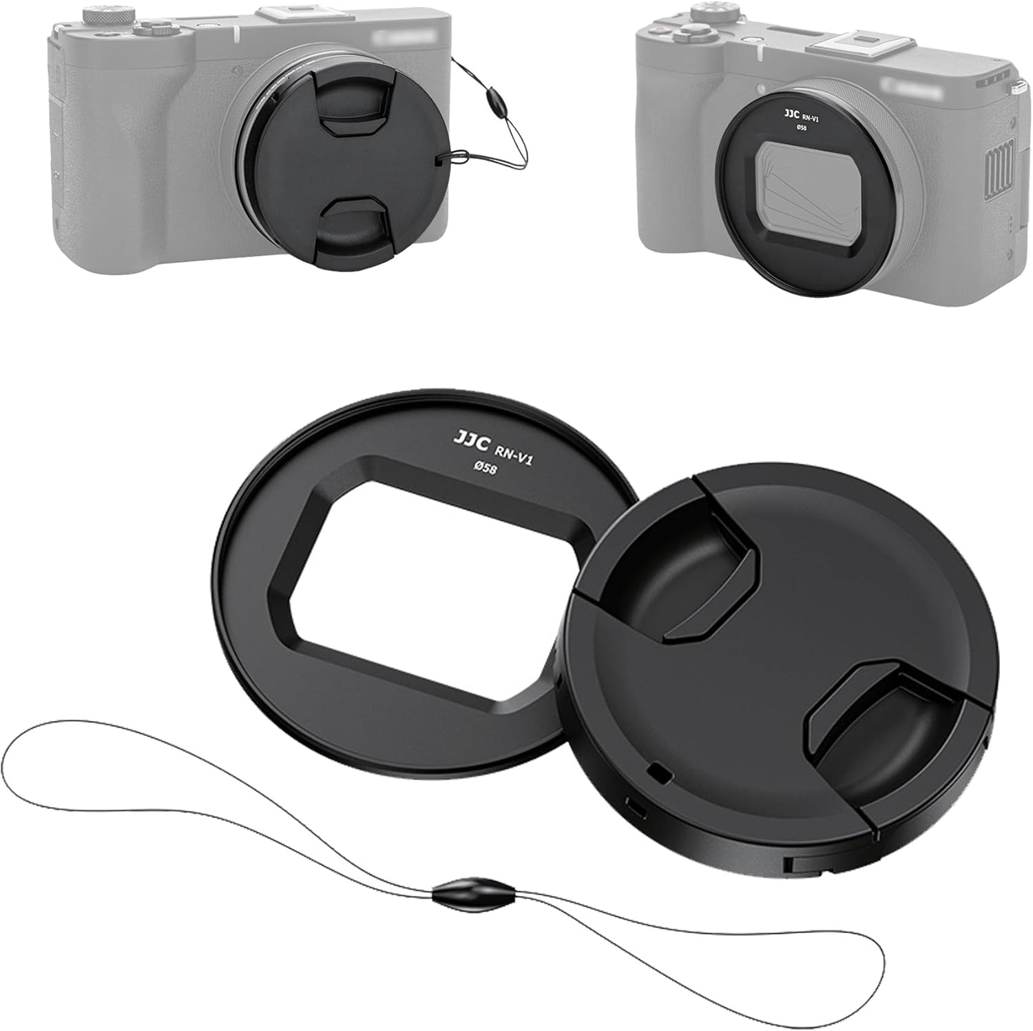 JJC Filter Adapter Lens Cap Kit for Canon PowerShot V1 PSV1 Camera Canon Vlog Camera Lens Protection Dustproof Scratch Resistant Portable