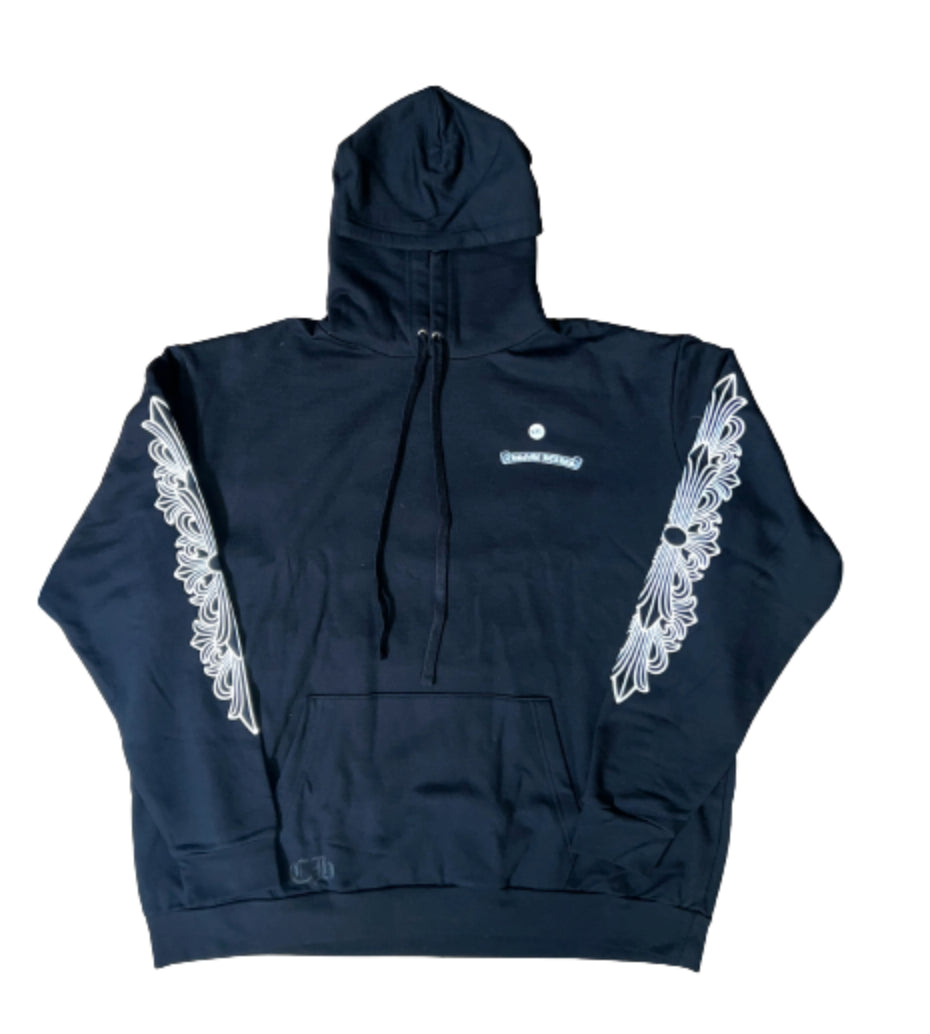 CHROME HEARTS 'PINK DAGGER' SCROLL LOGO HOODIE BLACK