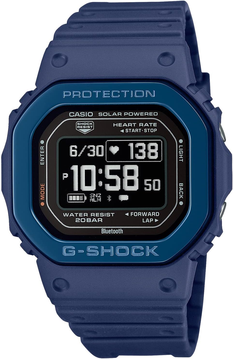 Casio G-SQUAD DW-H5600MB-2JR Men's Watch, Heart Rate Monitor, Bluetooth Included, Blue, blue (metal bezel), Modern