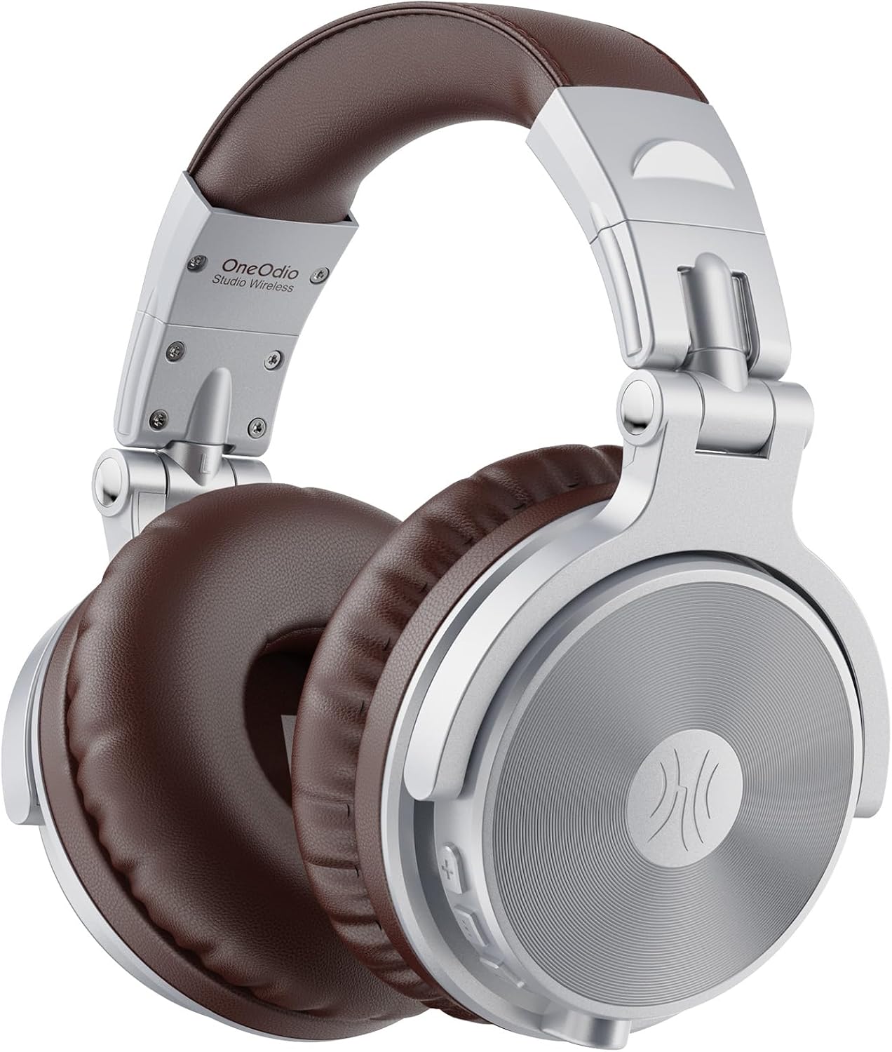OneOdio Wireless Headphones, Up to 110 Hours of Continuous Playback, Bluetooth Headphones, Heavy Bass, Wired Hi-Res, Multi-Point Support, Built-in Microphone, Hands-Free Calling, Pro C, Silver Brown