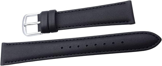 Seiko DX61A Smooth Leather Watch Band, 0.8 inches (20 mm), Black, Smooth
