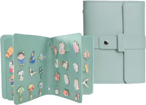 Libro de Exhibición de Alfileres de Esmalte - Organizador de Viaje de 4 Páginas de Cuero para Coleccionistas, Porta Alfileres de Solapa Portátil con Almacenamiento Seguro, Libro Compacto para