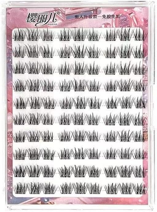 100 False Eyelashes, Large Capacity, For Partial Eyelashes, Natural, Part False Eyelashes, 0.3 - 0.4 inches (8 - 11 mm), Bunched, Natural, Handmade False Eyelashes