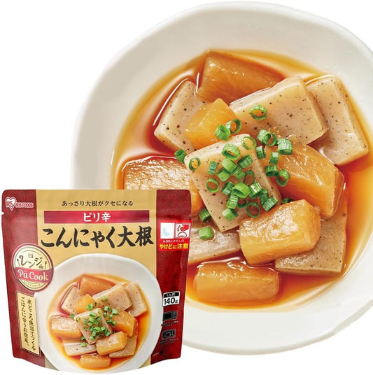 Iris Ohyama de Pa Cook Microwaveable Spicy Konjac and Daikon, 4.9 oz (140 g), Side Dish, Ready-to-Eat