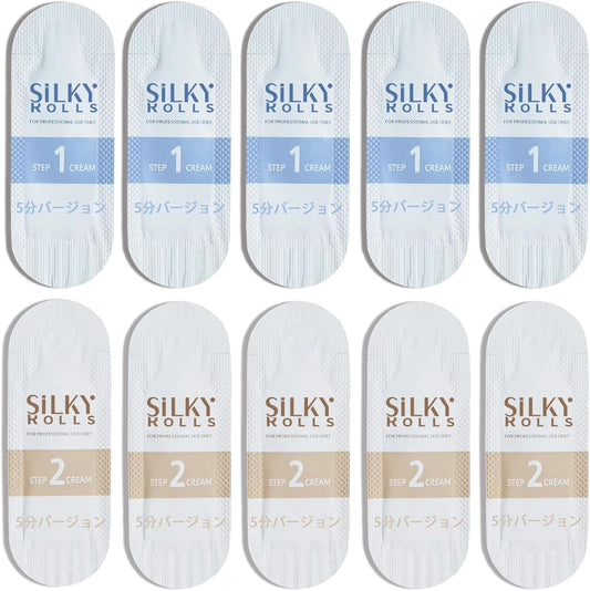 SILKY ROLLS 5 Minute Version False Eyelashes Curl Set, Cream, Set of 5 Bags (STEP1/STEP2)