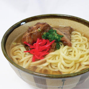 Grilled Soft Cartilage Pork Belly Soba 4-Person Set Okinawa Soba 【Dry Noodles】 with Bonito Pork Bone Soba Broth, Grilled Soft Cartilage Pork Belly, Red Ginger, and Curry Sauce Included Okinawa's Soul