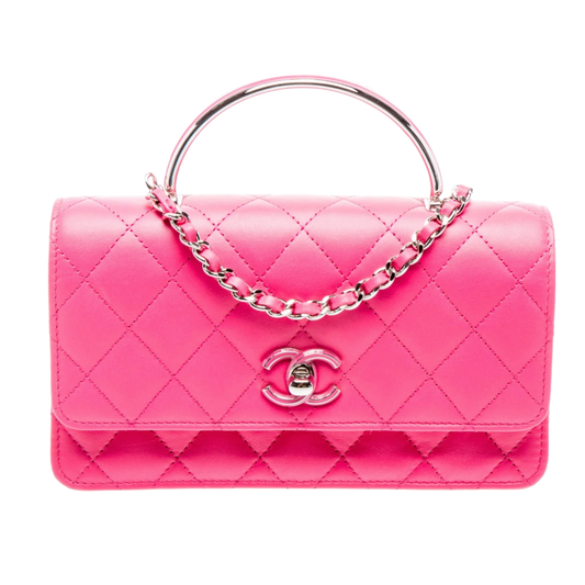 CHANEL 'FUCHSIA' ENAMEL METAL HANDLE BAG