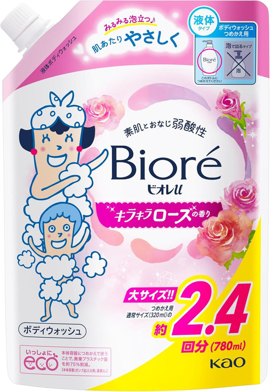 Bioreu Body Soap, Sparkling Rose Scent, Refill, 26.7 fl oz (780 ml), Weak Acid, Can be Used on Baby's Skin