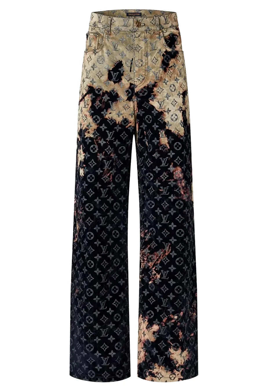 LOUIS VUITTON 'BLEACH EFFECT' MONOGRAM DENIM PANTS