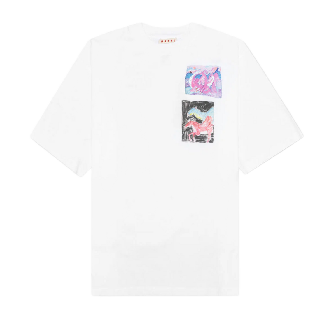 MARNI 'COLOR DRAWING' WHITE TEE