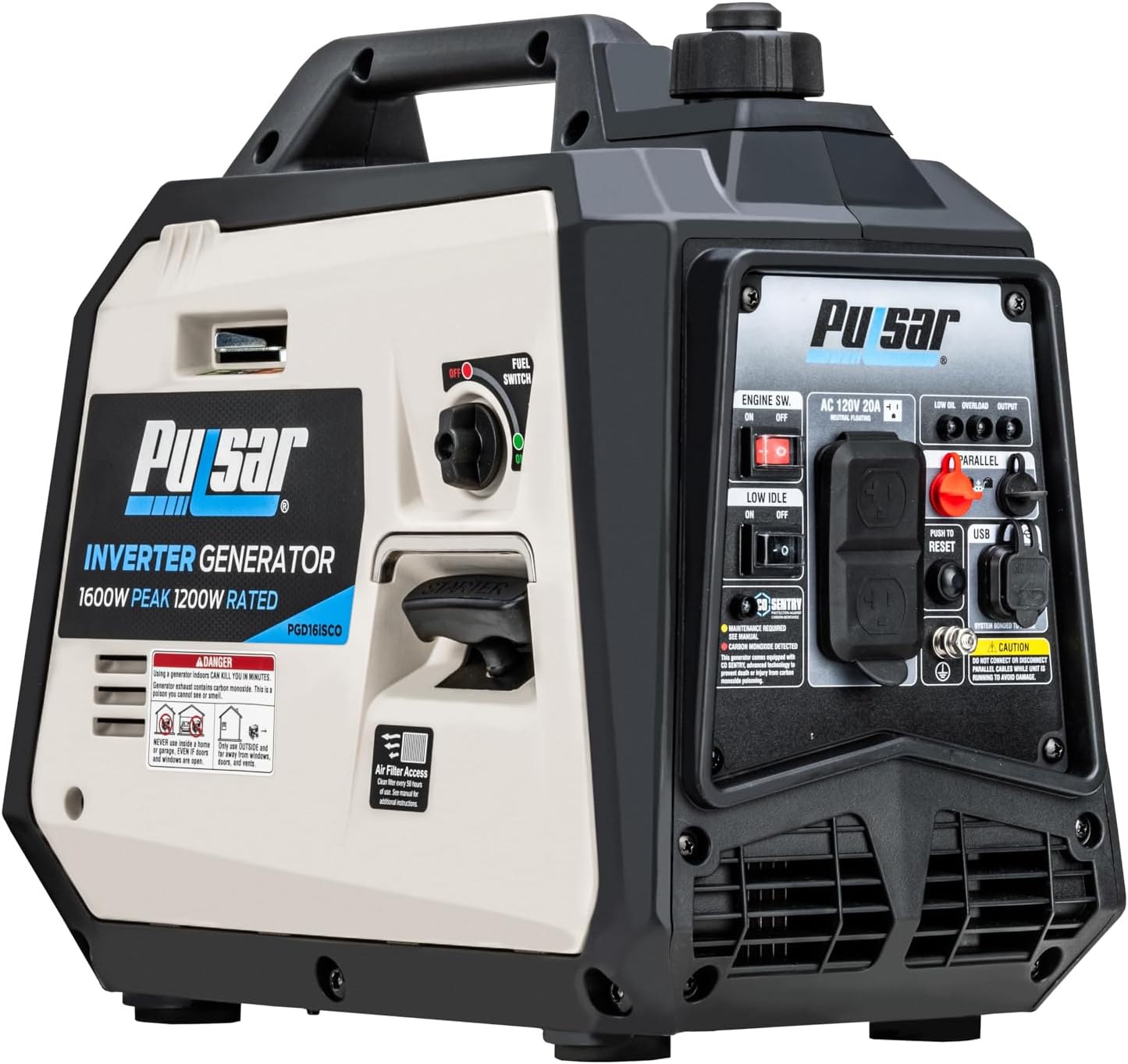 Pulsar PGD16ISCO 1600W Quiet Ultra Lightweight Gas Inverter Portable Generator