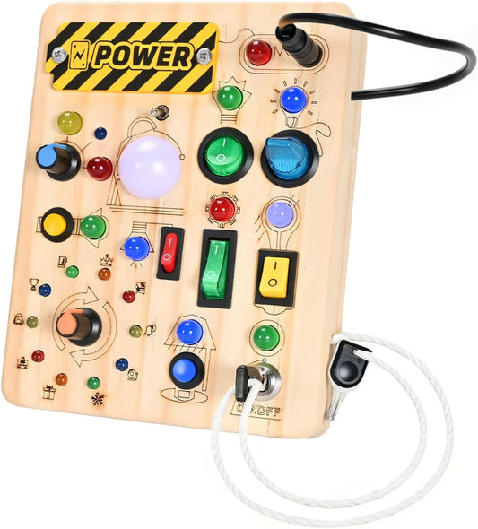Montessori Busy Board Educational Toy, 1 Year Old, 2 Year Old, 3 Year Old, LED Toy, Birthday Gift, Boys, Girls, Fingertip Development, Safety Design, Authentic Japanese Product