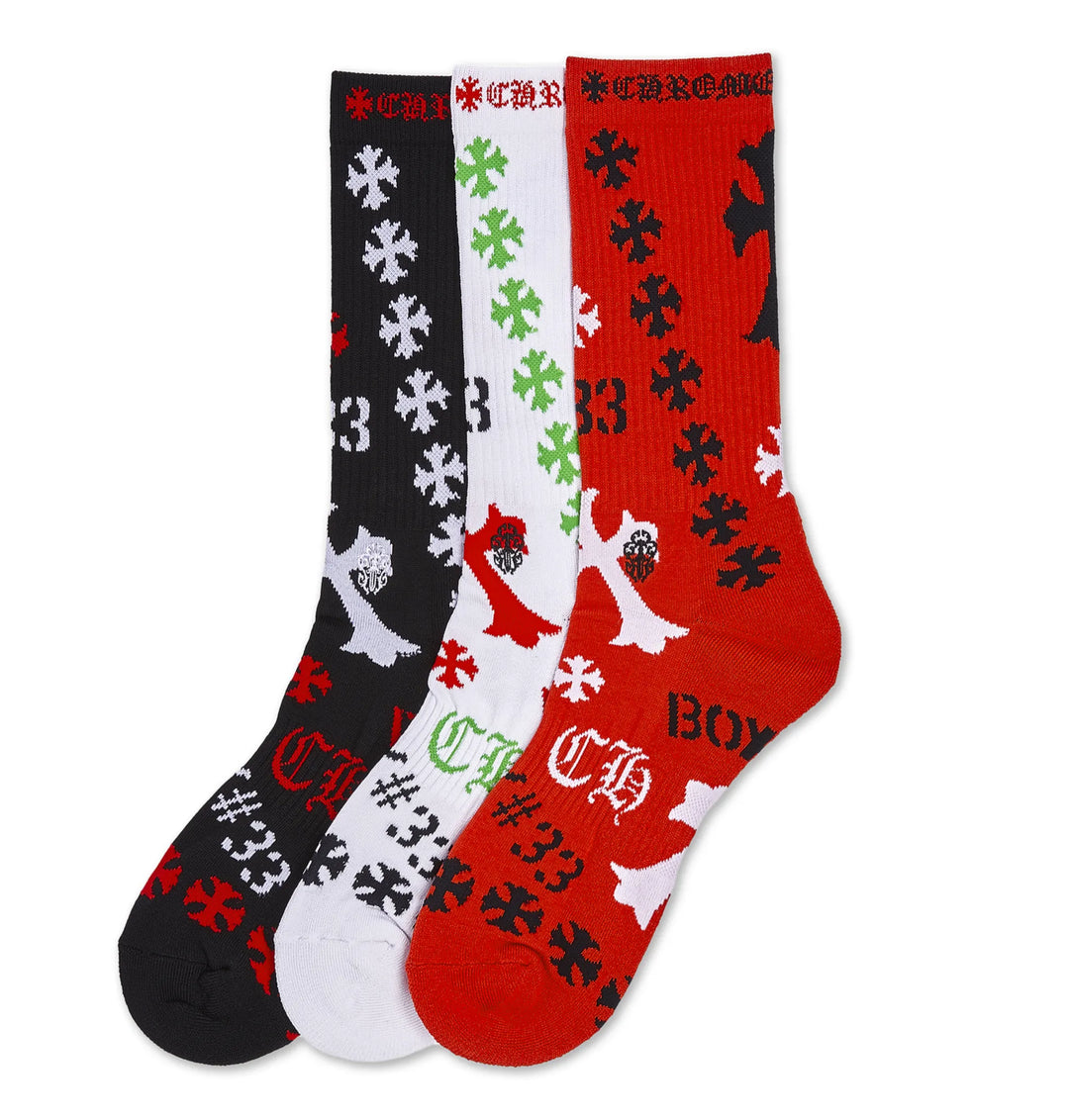 CHROME HEARTS 'STENCIL' MULTI LOGO SOCKS