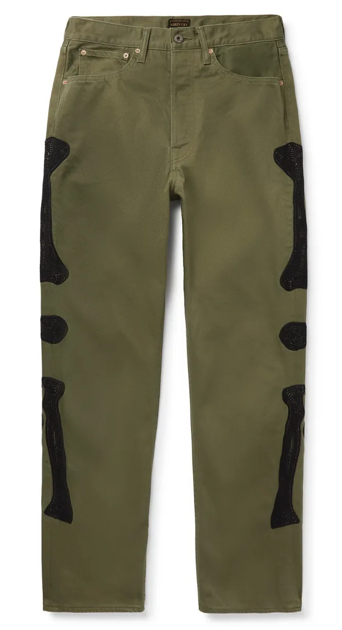 KAPITAL 'SKELETON' OLIVE PANTS