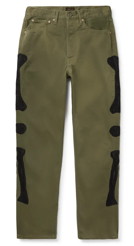 KAPITAL 'SKELETON' OLIVE PANTS