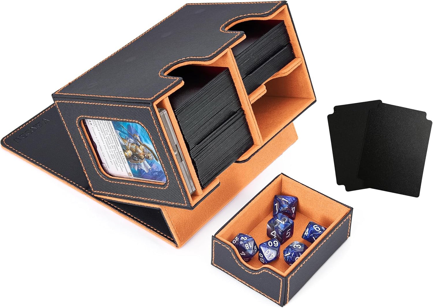 Venssu Deck Case, Trading Card Case, Card Display Window, Dice Box, Holds 200 Cards, 2 Dividers and 1 Magnetic Loader, Compatible with MTG Yu-Gi-Oh, Pokemon, Duema, Various Card Game Box, Sleeve