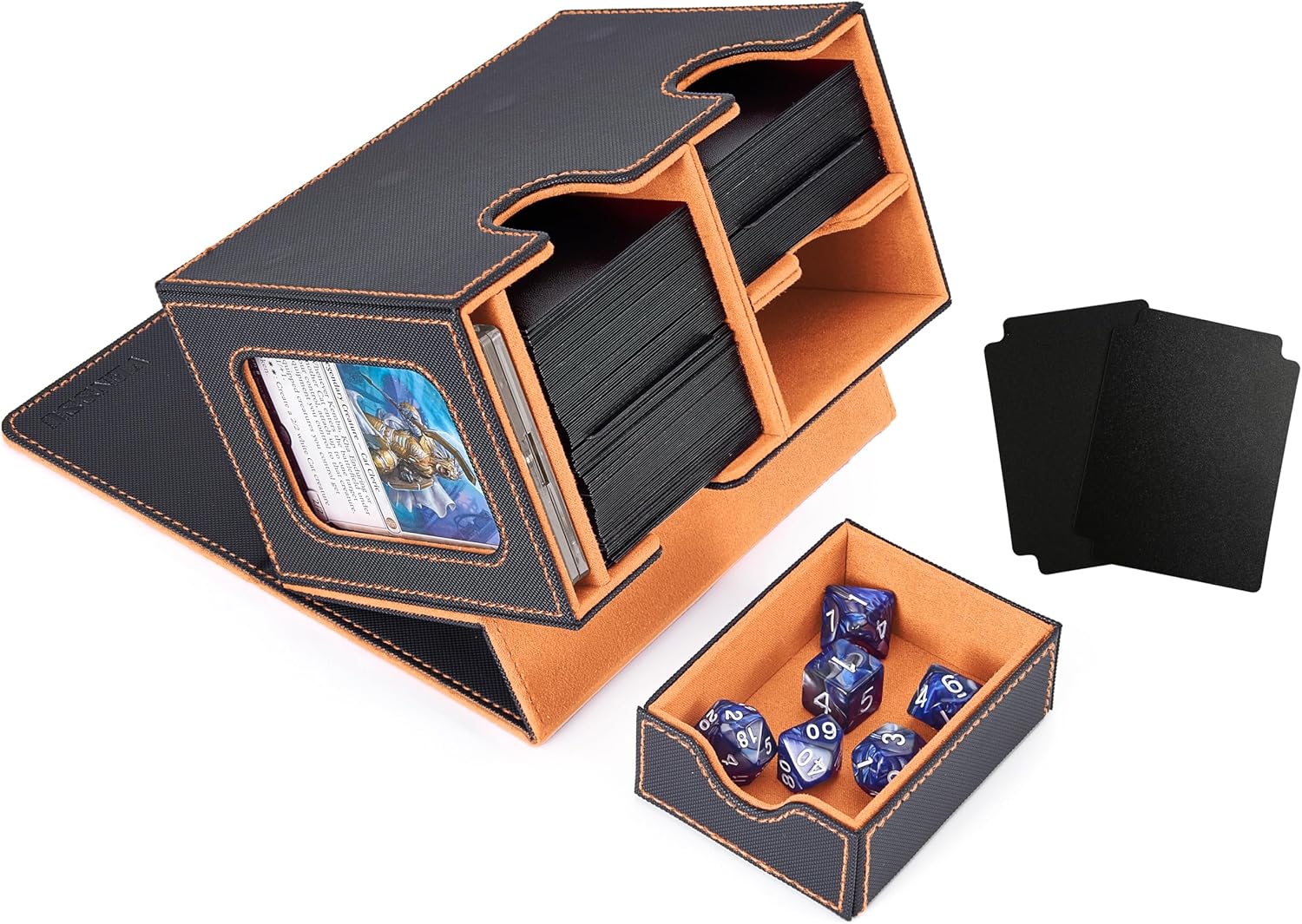Venssu Deck Case, Trading Card Case, Card Display Window, Dice Box, Holds 200 Cards, 2 Dividers and 1 Magnetic Loader, Compatible with MTG Yu-Gi-Oh, Pokemon, Duema, Various Card Game Box, Sleeve