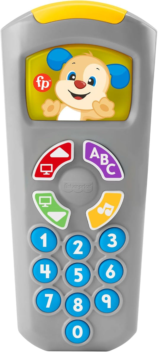 Fisher Price Puppy Bilingual Remote Control Baby Toddler Toy Educational Learning Toy Early Development Activity Toy English Foreign Language 6 Months and Up Gray JNH88